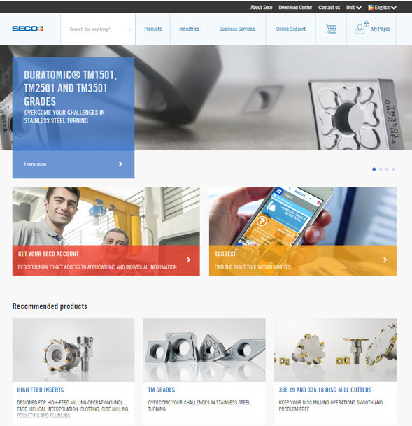 Seco Tools Website Users Gain Access to Advanced Online Services